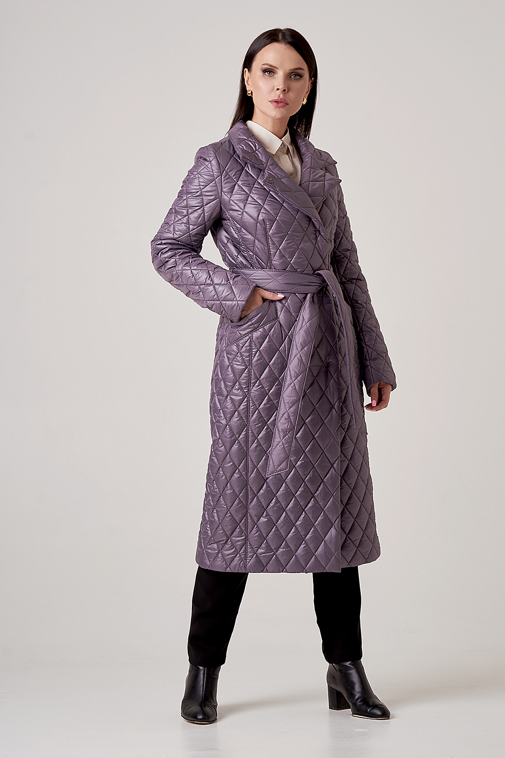 Утепленное женское пальто фиолетового цвета купить в Кирове - рассрочка, фото, отзывы.