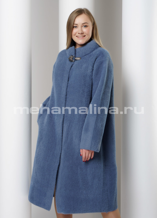 Пальто oversize синего цвета модель № 9855 универмаг малина