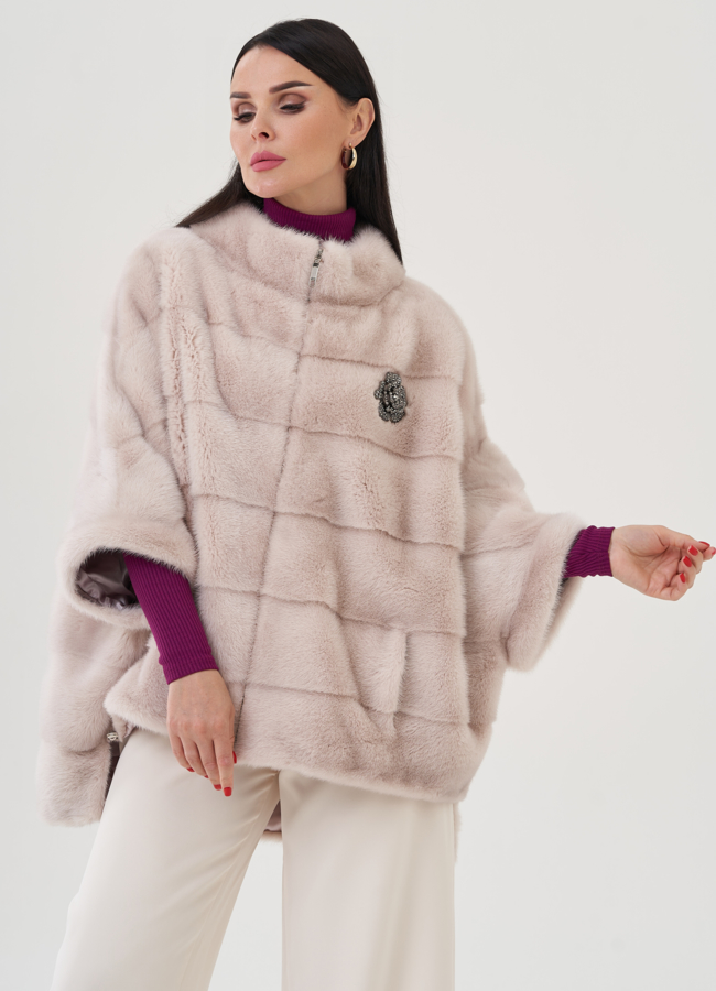 Куртка из норки цвета пудра модель № 24702 меха малина Куртка из норки цвета пудра модель № 24702 меха малина