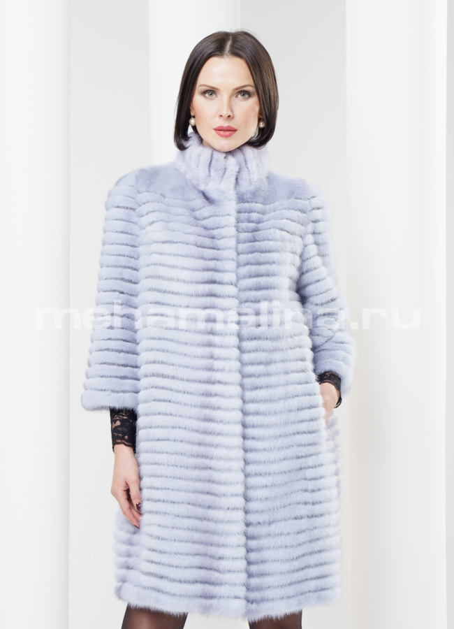 Шуба норка, стойка модель № S-324 меха малина