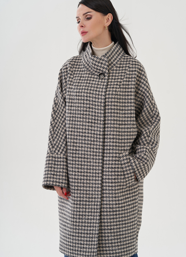 фото Полупальто женское с воротником стойка модель № 82087