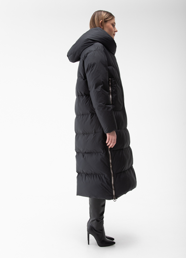 Женский пуховик с капюшоном  модель № 28878 универмаг малина