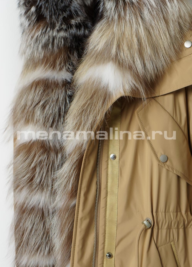 Парка с мехом на молнии с капюшоном модель № 959 универмаг малина
