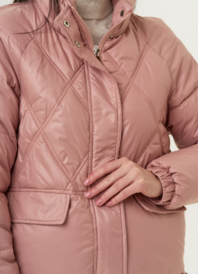 Куртка женская на утеплителе с кулиской розового цвета модель № 22401 универмаг малина