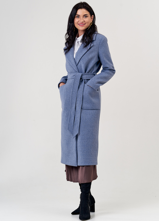 Пальто женское голубого цвета модель № 8005 в кредит