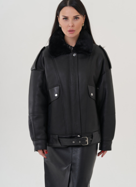 Женская дубленка черного цвета 