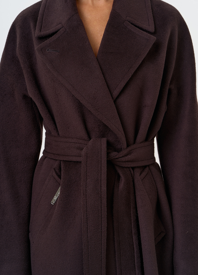 Женское пальто в коричневом цвете модель № 31338 универмаг малина