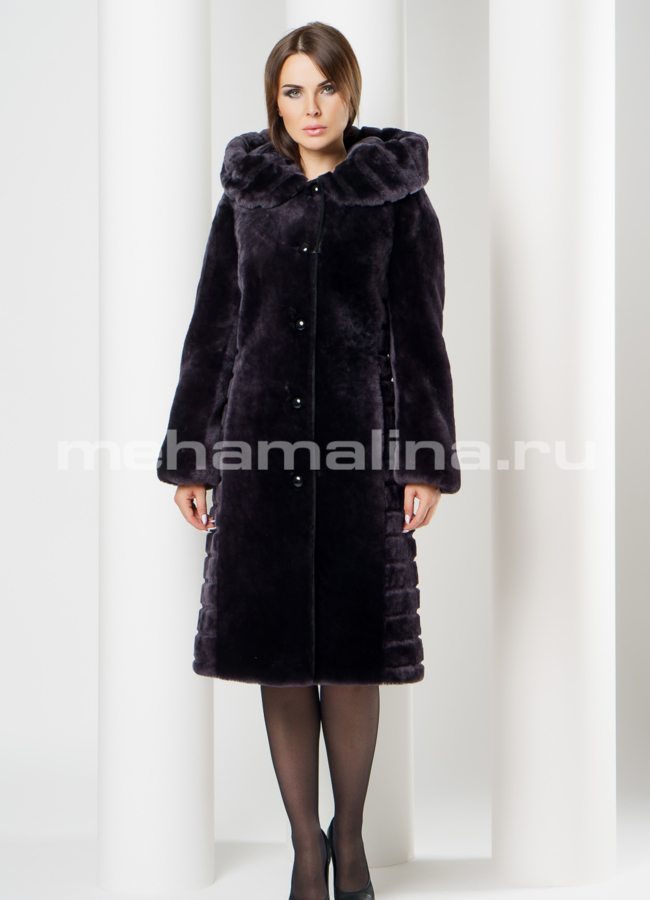 Шуба с капюшоном модель № S-606 в рассрочку