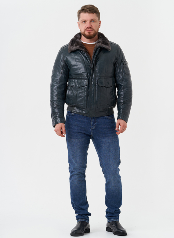 Утепленная куртка из натуральной кожи