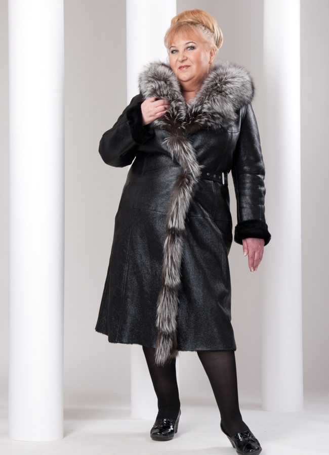 Дубленка модель № D-26 меха малина