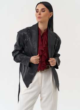 Куртка женская из эко кожи в стиле ретро