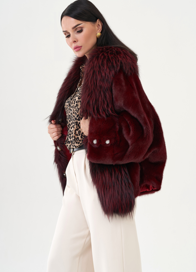 Куртка из норки бордового цвета модель № 24738 универмаг малина