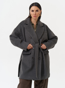 Женское укороченное пальто с поясом