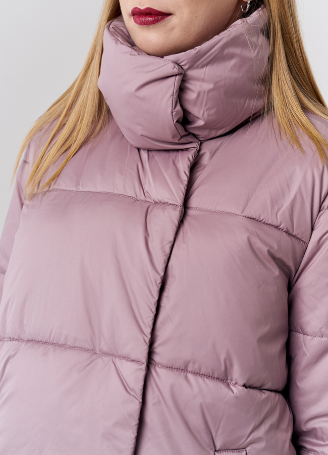 Удлиненный женский пуховик с воротником стойкой модель № 21890 универмаг малина
