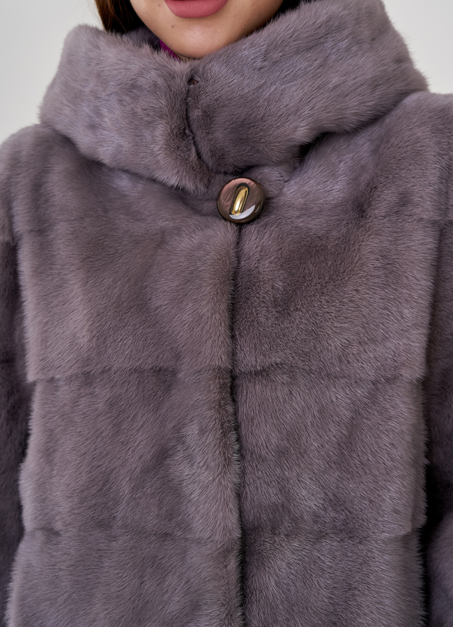 Норковая шуба с капюшоном  модель № 23324 в рассрочку