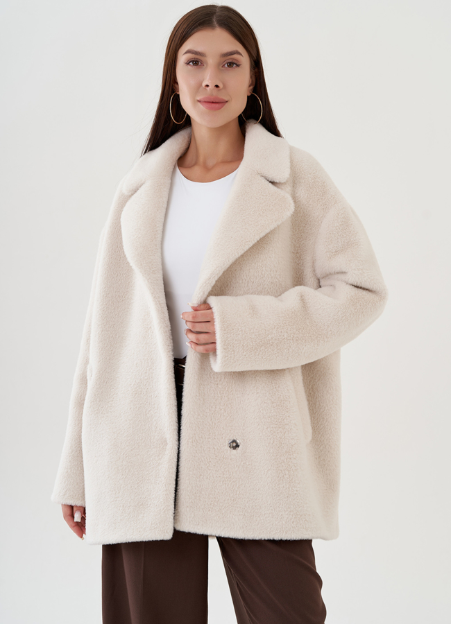 Женское полупальто в светлом цвете с английским воротником модель № 80654 универмаг малина