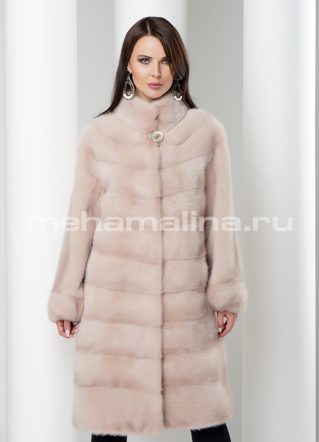 Норковая шуба  модель № S-500 меха малина