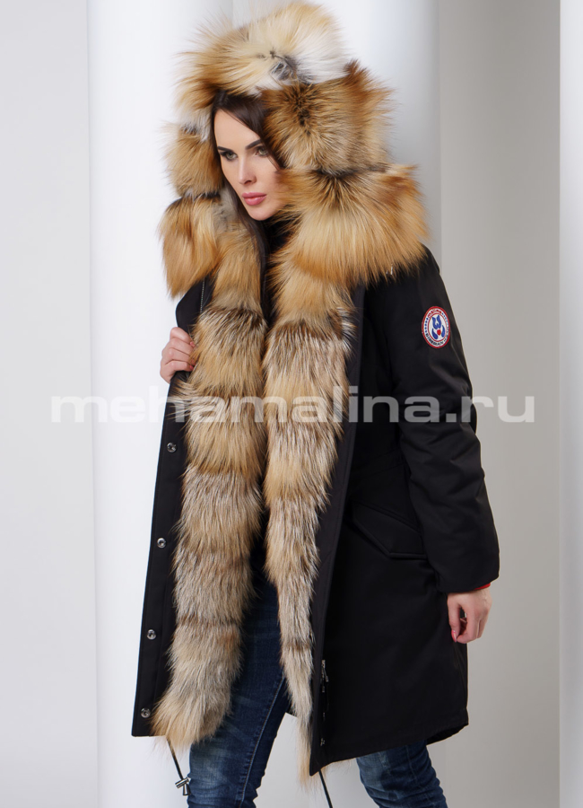 Парка с мехом лисы модель № П-160 универмаг малина