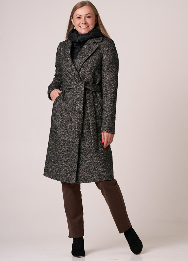 Пальто с отделкой из текстиля модель № 434 универмаг малина