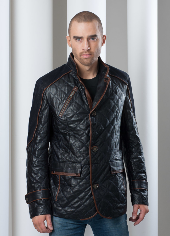 Куртка кожаная на пуговицах модель № KP-30 в кредит Куртка кожаная на пуговицах модель № KP-30 в кредит