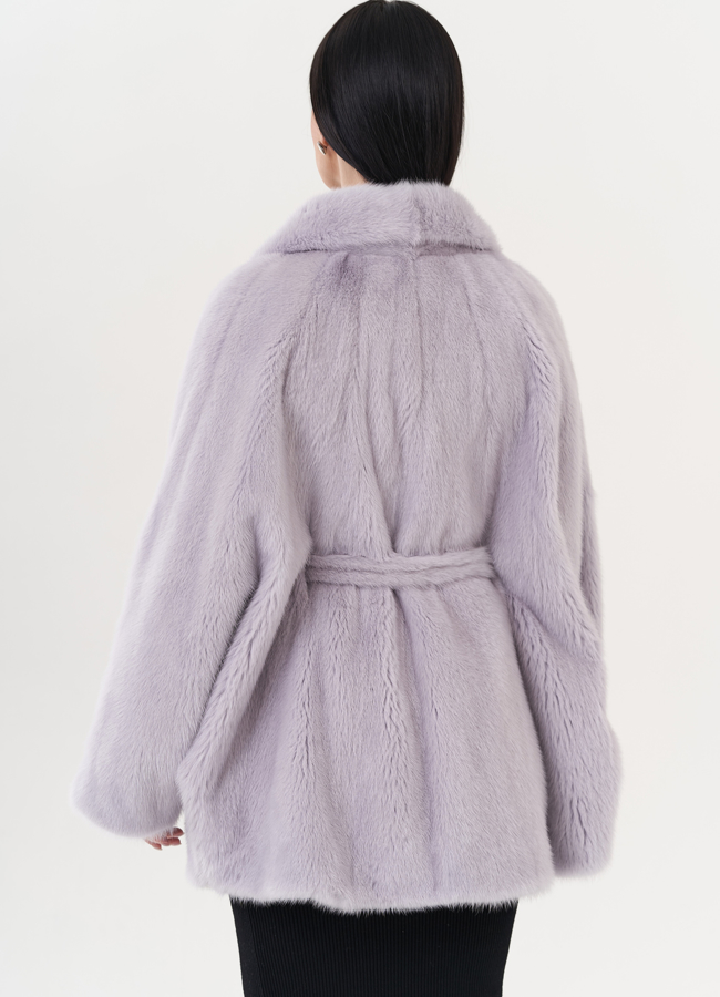 Шуба из норки с поясом модель № 26130 в кредит