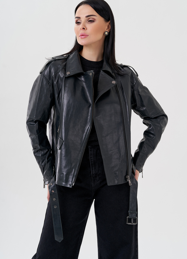 Женская куртка-косуха из натуральной кожи модель № 24086 универмаг малина