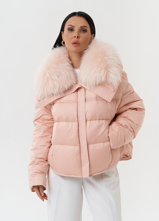 Оверсайз куртка с мехом песца модель № 28575 универмаг малина