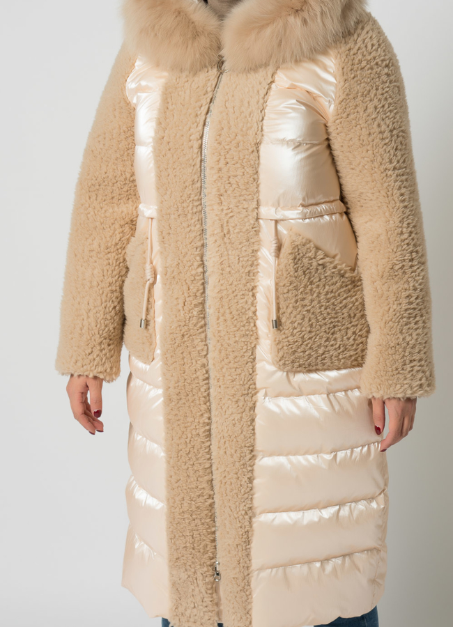 Пуховик комбинированный с эко мехом модель № 19247 универмаг малина