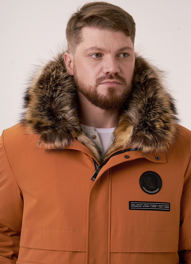 Мужская парка с меховой отделкой  модель № 387 универмаг малина