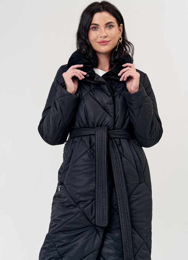 Пуховик женский черного цвета модель № 0123 универмаг малина