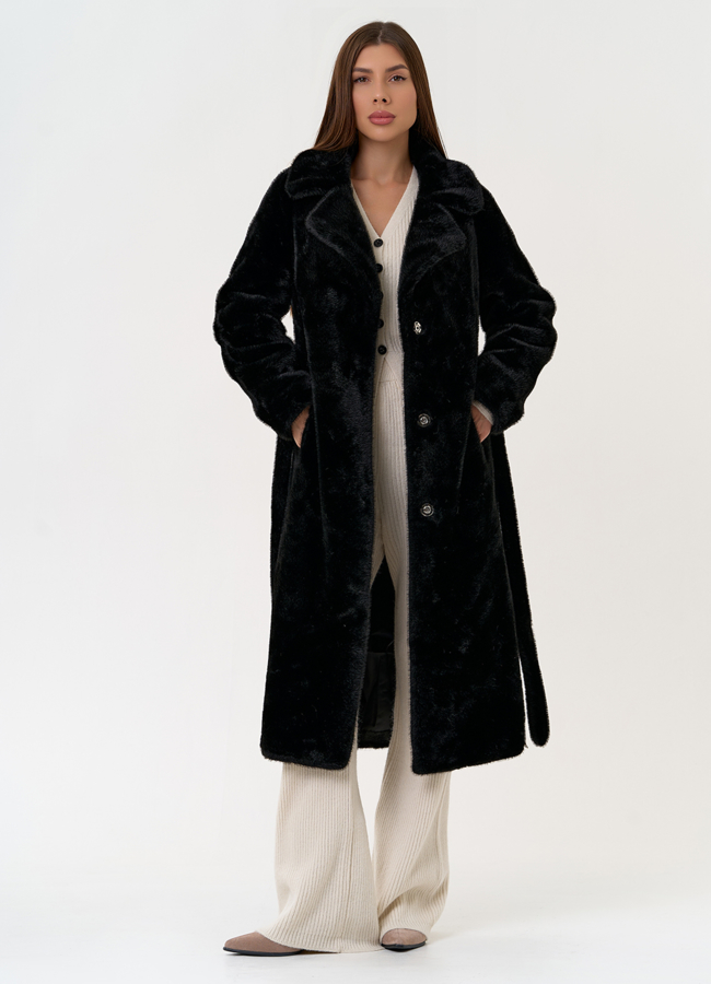 Женское пальто из эко меха с декоративными молниями модель № 31217 универмаг малина Женское пальто из эко меха с декоративными молниями модель № 31217 универмаг малина