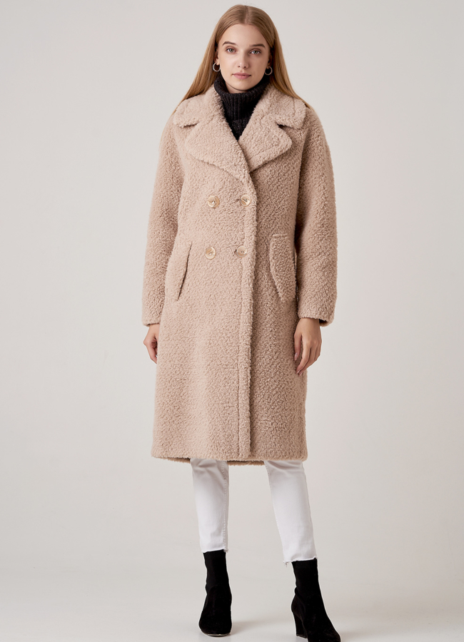 Пальто oversize из эко меха  модель № 207-1 меха малина