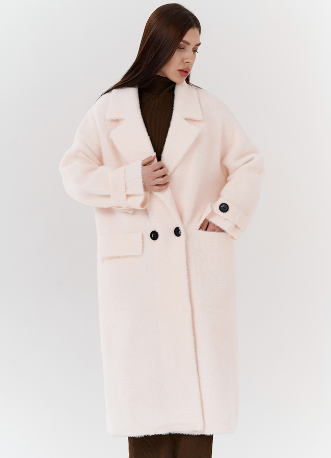 Женский кардиган оверсайз с английским воротником  модель № 24106 меха малина