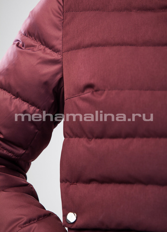 Зимний пуховик в цвете марсала модель № П-191 в кредит
