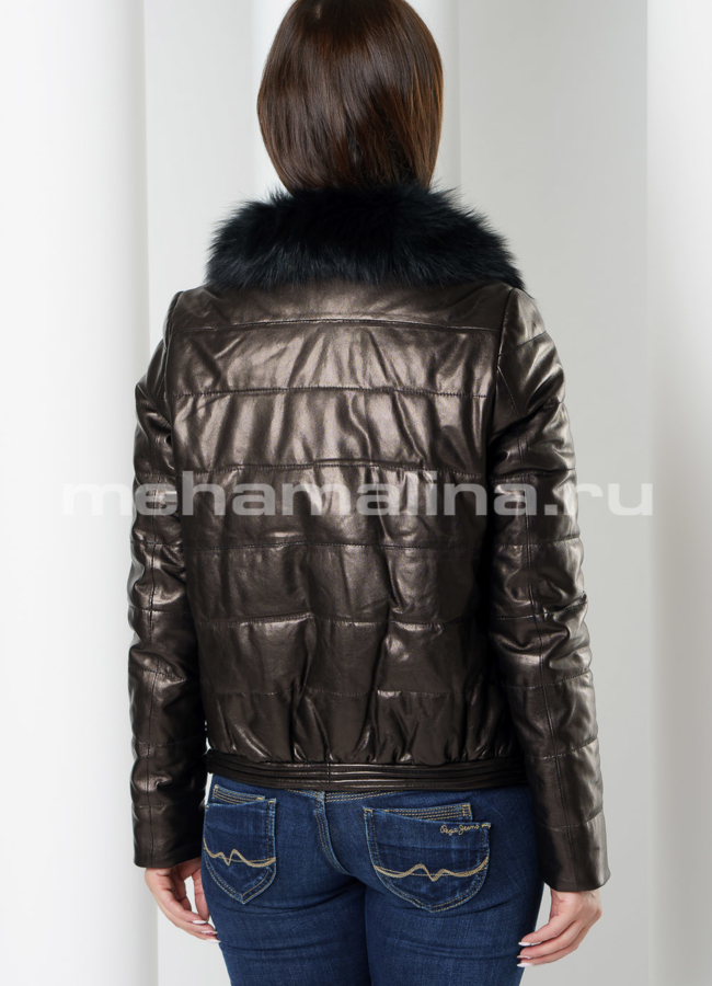 Черная кожаная куртка модель № K-445 в кредит