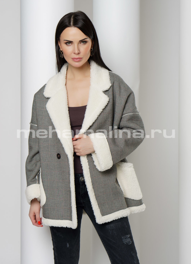 Укороченное пальто oversize модель № 18-41 универмаг малина