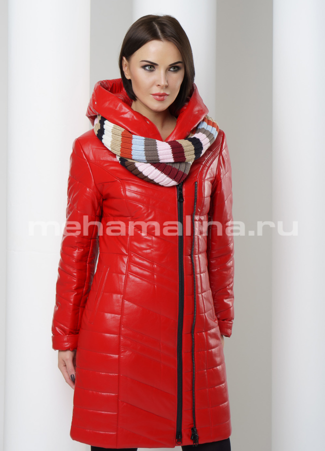 Пуховик из эко кожи модель № П-66 в кредит