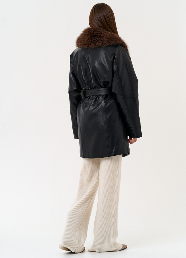 Женская утепленная куртка из эко кожи с воротником из эко меха модель № 31496 в кредит Женская утепленная куртка из эко кожи с воротником из эко меха модель № 31496 в кредит