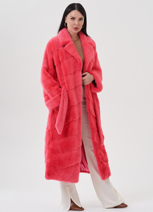 Норковая шуба с английским воротником  модель № 79697 универмаг малина