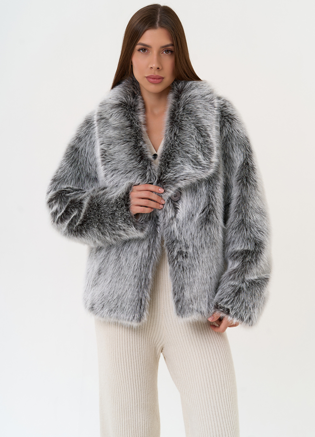 Женская короткая шуба из эко меха с воротником модель № 31438 универмаг малина Женская короткая шуба из эко меха с воротником модель № 31438 универмаг малина