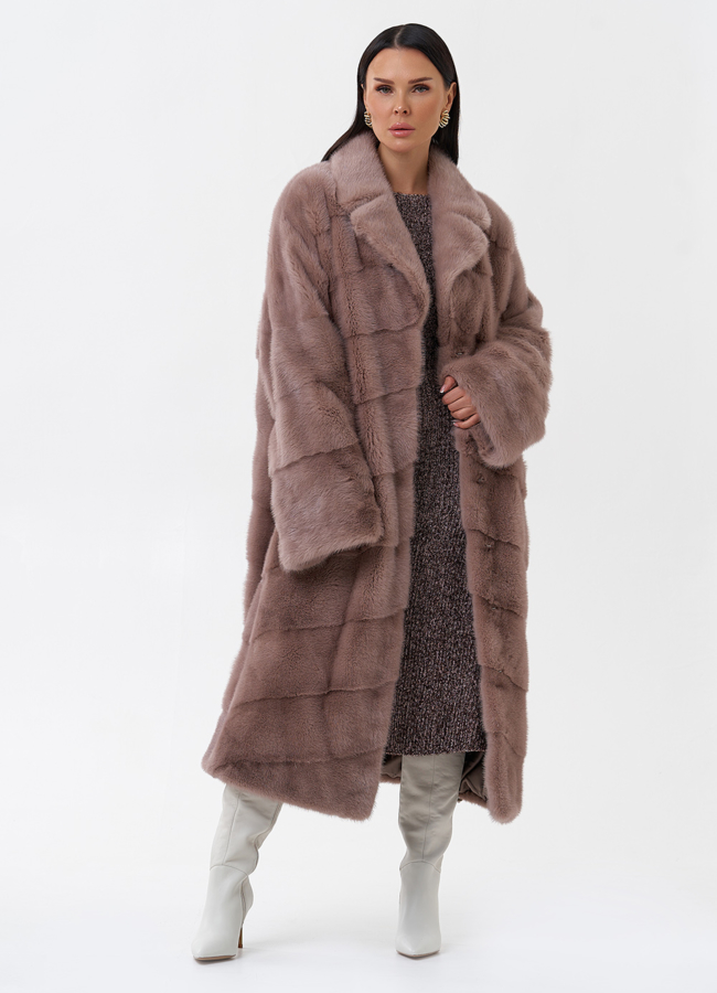 Норковая шуба пудрового цвета модель № 29256 универмаг малина