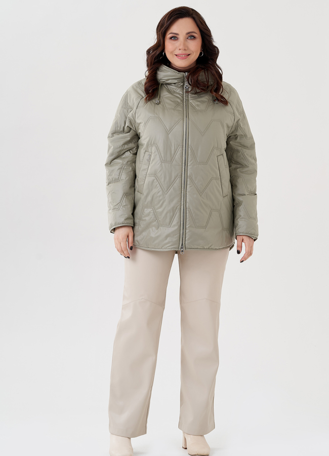 Женское полупальто с капюшоном  модель № 23921 меха малина