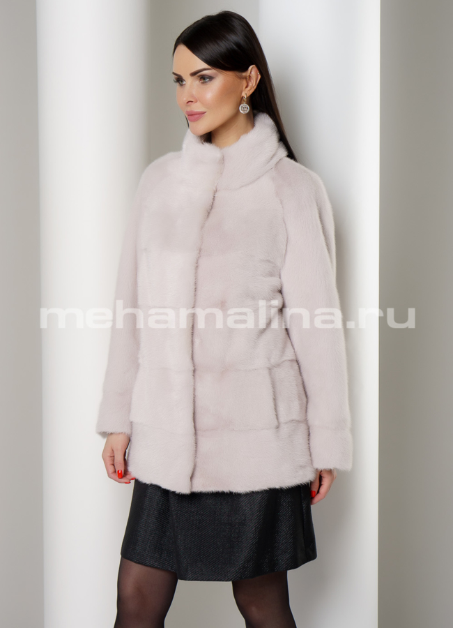 Светлая норковая шуба  модель № S-776 универмаг малина