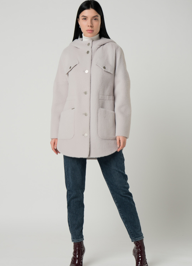 Женское полупальто-парка светло-фиолетового цвета модель № 21872 в кредит