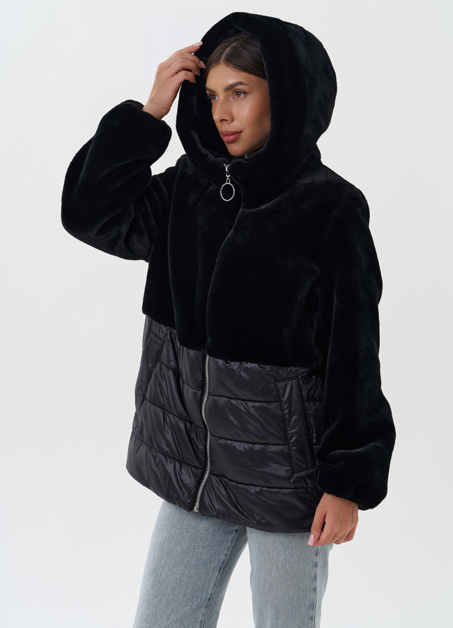 Комбинированный пуховик с шерстью модель № 27654 в рассрочку