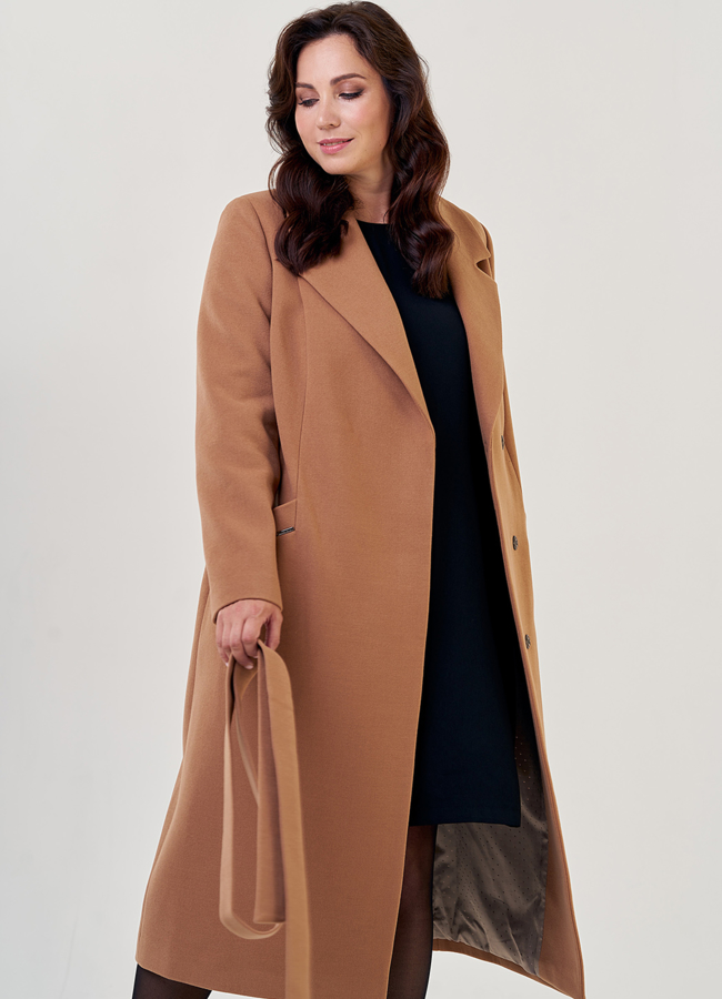 Классическое женское пальто в коричневом цвете  модель № 23181 универмаг малина
