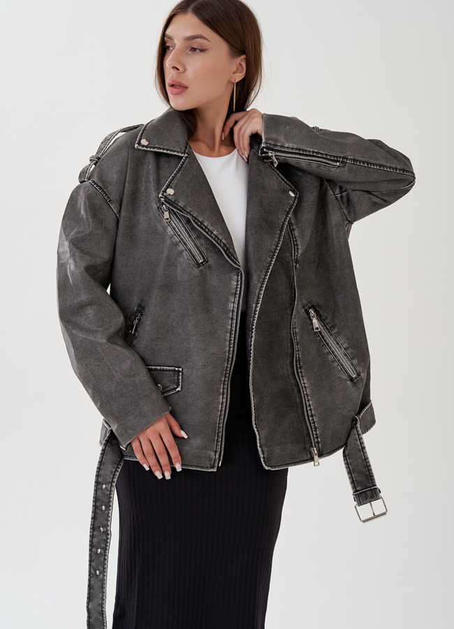 Куртка косуха женская оверсайз  модель № 81208 универмаг малина