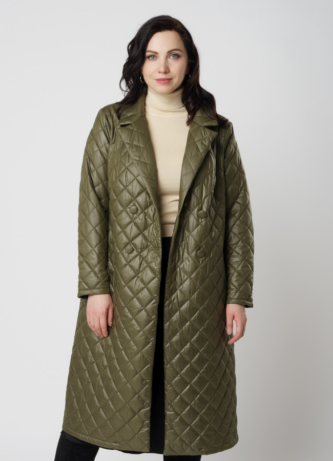 Женское демиезонное пальто зеленого цвета модель № 46 универмаг малина