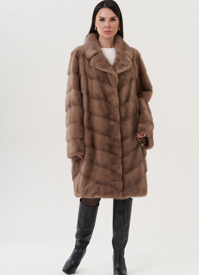 фото Шуба из норки с английский воротником  модель № 25754