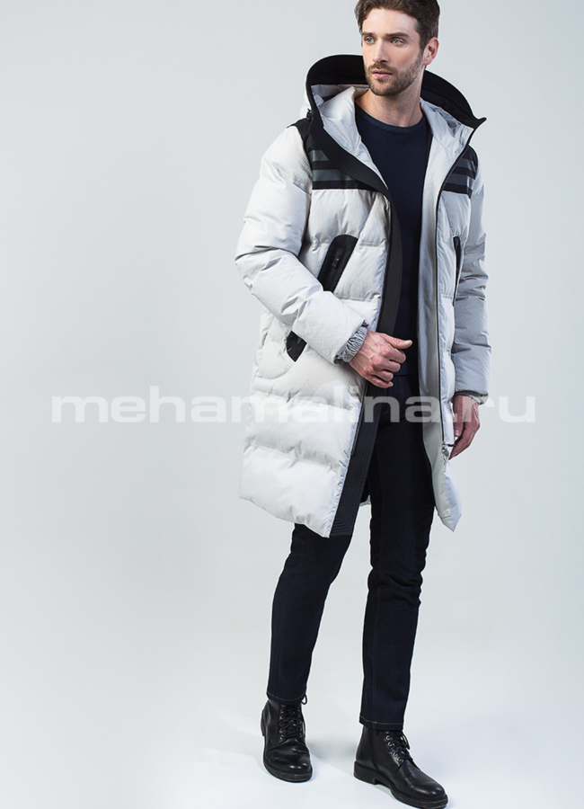 Пуховик мужской удлиненный модель № КМ-57  универмаг малина